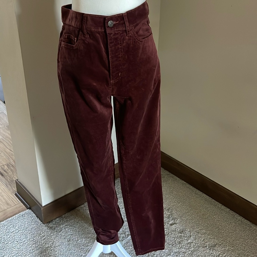 LOFT VELVET STRAIGHT PANTS Burgundy size 26
